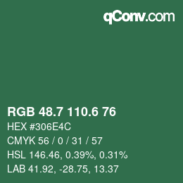 カラーコード: RGB 48.7 110.6 76 | qconv.com