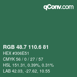 カラーコード: RGB 48.7 110.6 81 | qconv.com