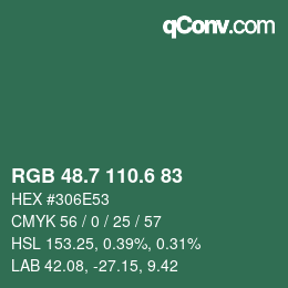 カラーコード: RGB 48.7 110.6 83 | qconv.com