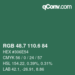 カラーコード: RGB 48.7 110.6 84 | qconv.com
