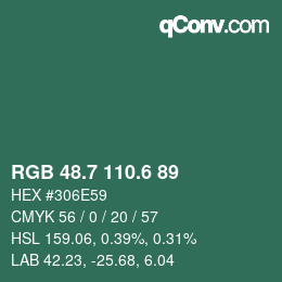 カラーコード: RGB 48.7 110.6 89 | qconv.com