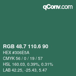 カラーコード: RGB 48.7 110.6 90 | qconv.com