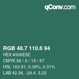 カラーコード: RGB 48.7 110.6 94 | qconv.com