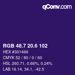 カラーコード: RGB 48.7 20.6 102 | qconv.com