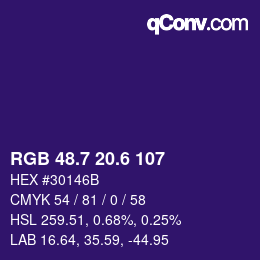カラーコード: RGB 48.7 20.6 107 | qconv.com