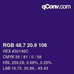 カラーコード: RGB 48.7 20.6 108 | qconv.com