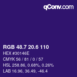 カラーコード: RGB 48.7 20.6 110 | qconv.com