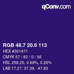 カラーコード: RGB 48.7 20.6 113 | qconv.com