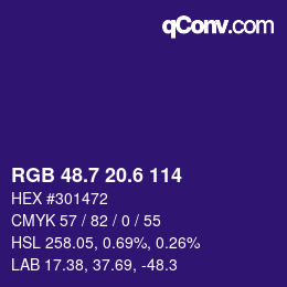 カラーコード: RGB 48.7 20.6 114 | qconv.com