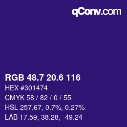 カラーコード: RGB 48.7 20.6 116 | qconv.com
