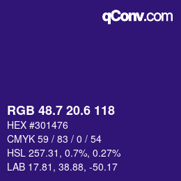 カラーコード: RGB 48.7 20.6 118 | qconv.com