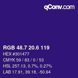 カラーコード: RGB 48.7 20.6 119 | qconv.com