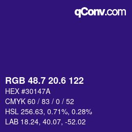 カラーコード: RGB 48.7 20.6 122 | qconv.com