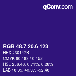 カラーコード: RGB 48.7 20.6 123 | qconv.com