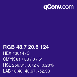 カラーコード: RGB 48.7 20.6 124 | qconv.com