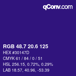 カラーコード: RGB 48.7 20.6 125 | qconv.com