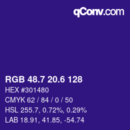 カラーコード: RGB 48.7 20.6 128 | qconv.com