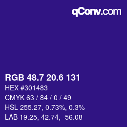 カラーコード: RGB 48.7 20.6 131 | qconv.com