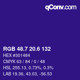 カラーコード: RGB 48.7 20.6 132 | qconv.com