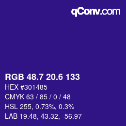 カラーコード: RGB 48.7 20.6 133 | qconv.com