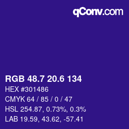 カラーコード: RGB 48.7 20.6 134 | qconv.com