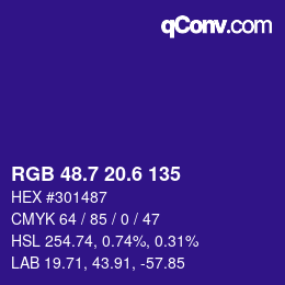カラーコード: RGB 48.7 20.6 135 | qconv.com