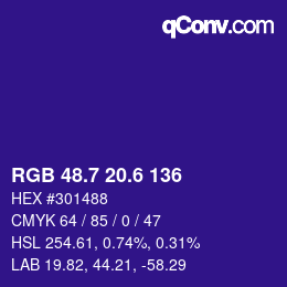カラーコード: RGB 48.7 20.6 136 | qconv.com