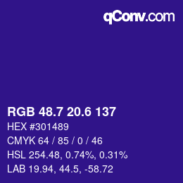 カラーコード: RGB 48.7 20.6 137 | qconv.com