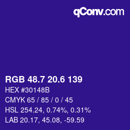 カラーコード: RGB 48.7 20.6 139 | qconv.com