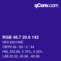 カラーコード: RGB 48.7 20.6 142 | qconv.com
