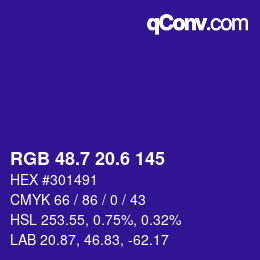 カラーコード: RGB 48.7 20.6 145 | qconv.com