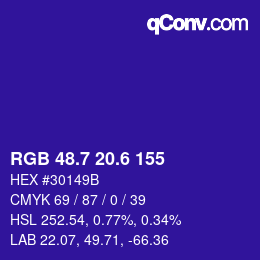 カラーコード: RGB 48.7 20.6 155 | qconv.com