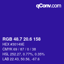 カラーコード: RGB 48.7 20.6 158 | qconv.com