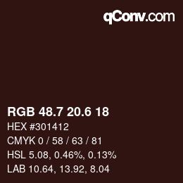 カラーコード: RGB 48.7 20.6 18 | qconv.com