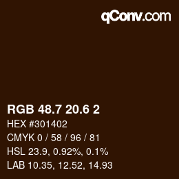 カラーコード: RGB 48.7 20.6 2 | qconv.com