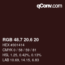 カラーコード: RGB 48.7 20.6 20 | qconv.com