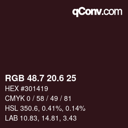 カラーコード: RGB 48.7 20.6 25 | qconv.com