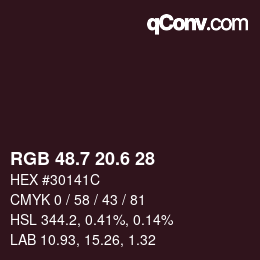 カラーコード: RGB 48.7 20.6 28 | qconv.com