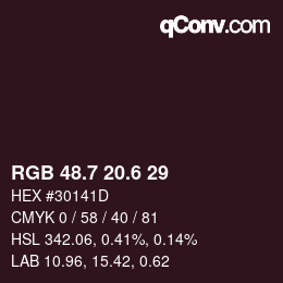 カラーコード: RGB 48.7 20.6 29 | qconv.com
