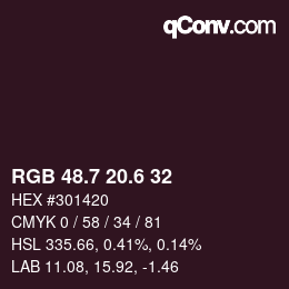 カラーコード: RGB 48.7 20.6 32 | qconv.com