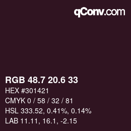 カラーコード: RGB 48.7 20.6 33 | qconv.com