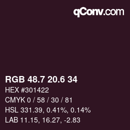 カラーコード: RGB 48.7 20.6 34 | qconv.com