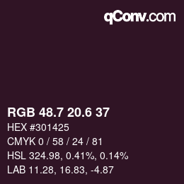 カラーコード: RGB 48.7 20.6 37 | qconv.com