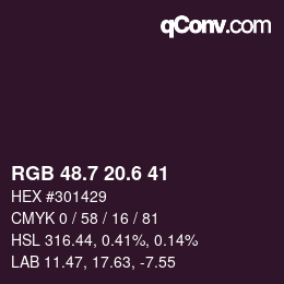 カラーコード: RGB 48.7 20.6 41 | qconv.com