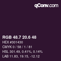 カラーコード: RGB 48.7 20.6 48 | qconv.com