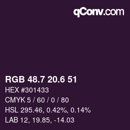 カラーコード: RGB 48.7 20.6 51 | qconv.com