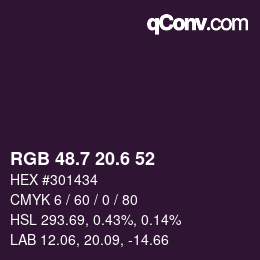 カラーコード: RGB 48.7 20.6 52 | qconv.com