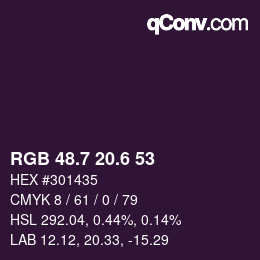 カラーコード: RGB 48.7 20.6 53 | qconv.com