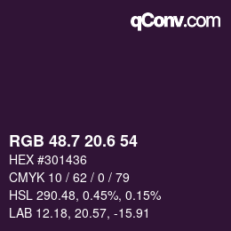 カラーコード: RGB 48.7 20.6 54 | qconv.com
