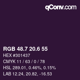 カラーコード: RGB 48.7 20.6 55 | qconv.com